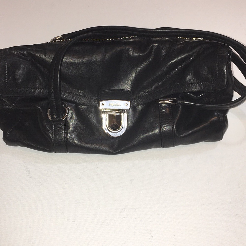 Prada authentic black leather shoulder bag
